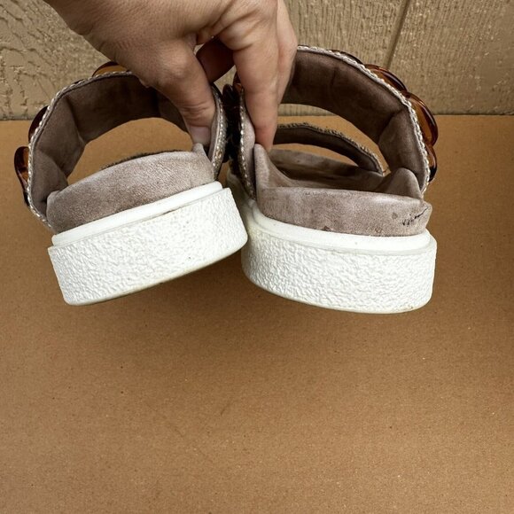 Inuikii Chain Velvet Strap Platform Slide Sandals Tan Size 41/11  Anthropologie - Picture 7 of 10